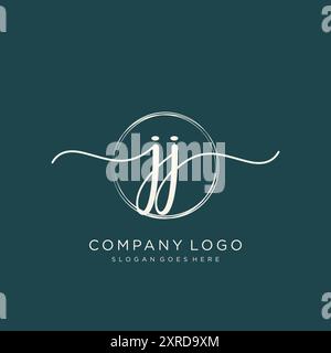 Design iniziale del logo di scrittura a mano JJ Illustrazione Vettoriale