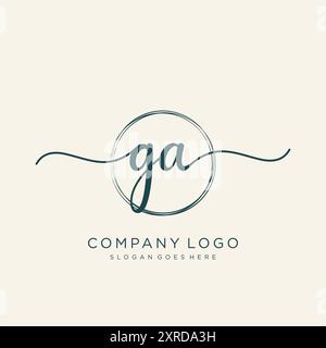 Design iniziale del logo GA per la scrittura a mano Illustrazione Vettoriale