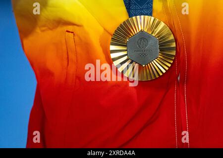 Parigi, Francia. 9 agosto 2024. Olimpiadi, ultima partita di calcio maschile tra le squadre nazionali spagnola e francese allo stadio Parc des Princes. Medaglia d'oro. © ABEL F. ROS/Alamy Live News Foto Stock