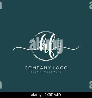 Design iniziale del logo HF per la scrittura a mano Illustrazione Vettoriale