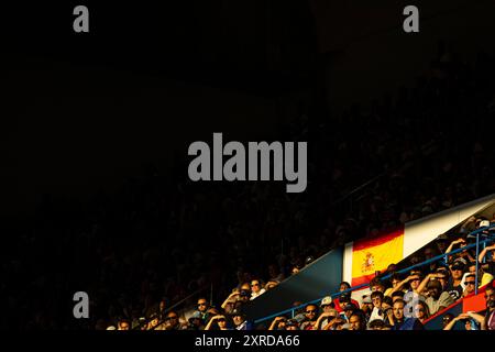 Parigi, Francia. 9 agosto 2024. Olimpiadi, ultima partita di calcio maschile tra le squadre nazionali spagnola e francese allo stadio Parc des Princes. © ABEL F. ROS/Alamy Live News Foto Stock