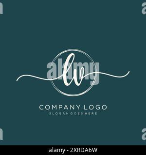 Design iniziale del logo della scrittura a mano LV Illustrazione Vettoriale