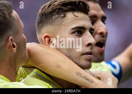 Parigi, Francia. 9 agosto 2024. Olimpiadi, ultima partita di calcio maschile tra le squadre nazionali spagnola e francese allo stadio Parc des Princes. © ABEL F. ROS/Alamy Live News Foto Stock