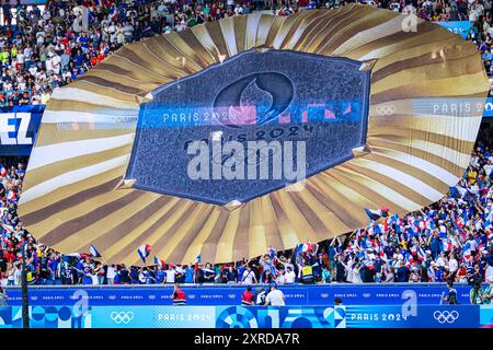 Parigi, Francia. 9 agosto 2024. Olimpiadi, ultima partita di calcio maschile tra le squadre nazionali spagnola e francese allo stadio Parc des Princes. © ABEL F. ROS/Alamy Live News Foto Stock