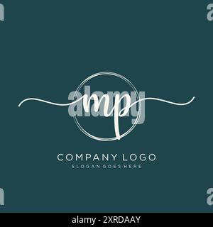 Design iniziale del logo MP per la scrittura a mano Illustrazione Vettoriale