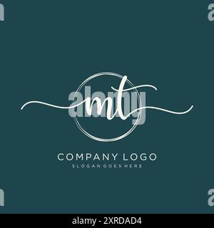 Design iniziale del logo di scrittura MT Illustrazione Vettoriale