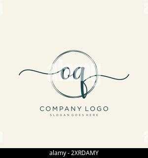 Design iniziale del logo OQ per la scrittura a mano Illustrazione Vettoriale