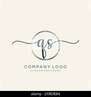 Design iniziale del logo QS per la scrittura a mano Illustrazione Vettoriale