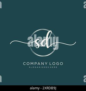 Design iniziale del logo di scrittura SD Illustrazione Vettoriale