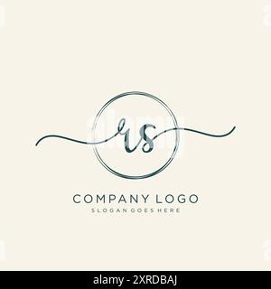 Design iniziale del logo della scrittura a mano RS Illustrazione Vettoriale