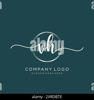 Design iniziale del logo della scrittura a mano VH Illustrazione Vettoriale