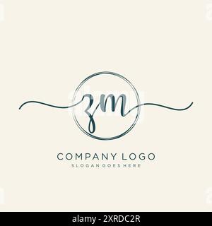 Design iniziale del logo ZM per la scrittura a mano Illustrazione Vettoriale