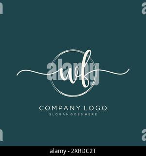 Design iniziale del logo WF per la scrittura a mano Illustrazione Vettoriale