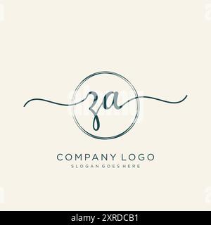 Design iniziale del logo per la scrittura a mano ZA Illustrazione Vettoriale