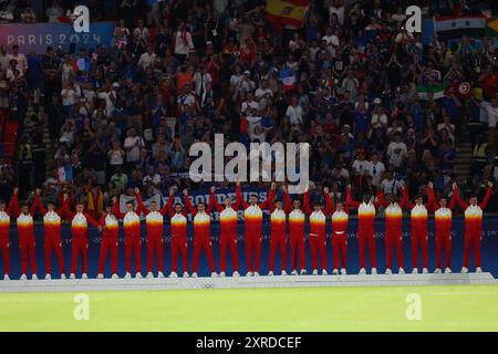 U23U23 Spain team Group (ESP), 9 AGOSTO 2024, - calcio: Cerimonia della medaglia maschile durante i Giochi Olimpici di Parigi 2024 al Parc des Princes di Parigi, Francia. Crediti: Naoki Morita/AFLO SPORT/Alamy Live News Foto Stock