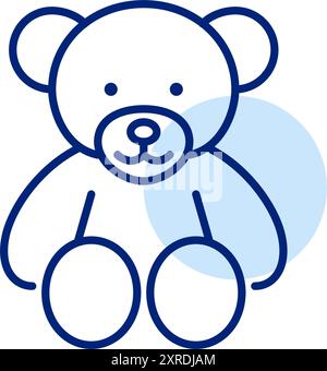 Icona dell'orso Teddy. Cura dei bambini, amore, comfort e negozio di giocattoli. Pixel Perfect, vettore di traccia modificabile Illustrazione Vettoriale
