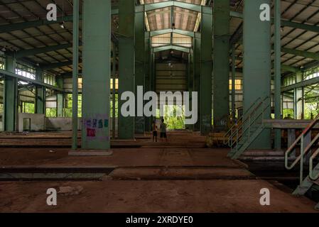 Apoera Railwaystation Suriname non ha mai usato e abbandonato lasciando 300 milioni di fiorini nella giungla Foto Stock