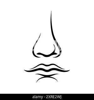 Icona del naso o simbolo di linea moderna. Grafica a linee vettoriali e design a icone con un contorno audace. Bianco e nero simbolo minimalista Pixel Perfect bianco isolato b Illustrazione Vettoriale