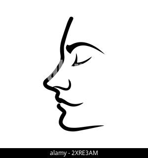 Icona del naso o simbolo di linea moderna. Grafica a linee vettoriali e design a icone con un contorno audace. Bianco e nero simbolo minimalista Pixel Perfect bianco isolato b Illustrazione Vettoriale