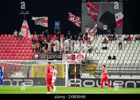 Monza, Italie. 09 agosto 2024. Tifosi del Sudtirol durante la Coppa Italia 2025, partita di calcio tra AC Monza e FC Sudtirol il 9 agosto 2024 allo stadio U-Power di Monza, Italia - Photo Morgese-Rossini/DPPI Credit: DPPI Media/Alamy Live News Foto Stock