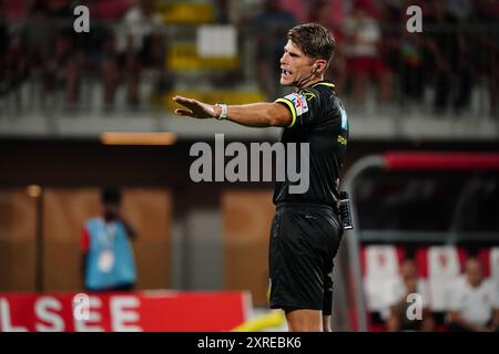 Monza, Italie. 09 agosto 2024. Francesco Cosso (arbitro) durante la Coppa Italia 2025 partita di calcio tra AC Monza e FC Sudtirol il 9 agosto 2024 allo stadio U-Power di Monza, Italia - Photo Morgese-Rossini/DPPI Credit: DPPI Media/Alamy Live News Foto Stock