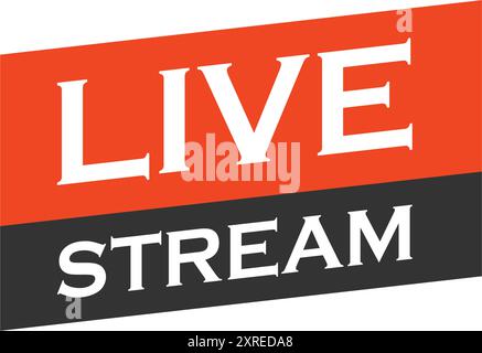 Icona del pulsante Live streaming in stile piatto. Illustrazione vettoriale del webinar su sfondo isolato. Concetto di business dei segnali di streaming. Illustrazione Vettoriale