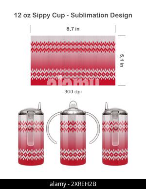 Motivo ombre lavorato a maglia. Modello di sublimazione senza cuciture per tazza Sippy da 12,5 ml per bambini. Senza cuciture da bordo a bordo. Avvolgimento completo della tazza. Foto Stock