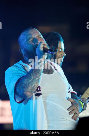 Washington, DC, USA. 9 agosto 2024. Teddy Swims si esibisce alla Nationals Summer Concert Series al Nationals Park di Washington, DC il 9 agosto 2024. Crediti: Mpi34/Media Punch/Alamy Live News Foto Stock