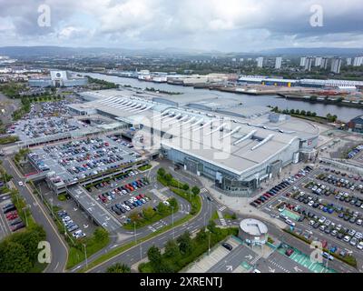 Vista aerea del centro commerciale Braehead a Glasgow, Scozia, Regno Unito Foto Stock