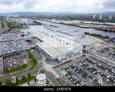 Vista aerea del centro commerciale Braehead a Glasgow, Scozia, Regno Unito Foto Stock