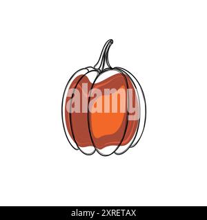 Adesivo per zucca disegnata a mano libera con disegni lineari. Adesivi di zucca autunnali Foto Stock