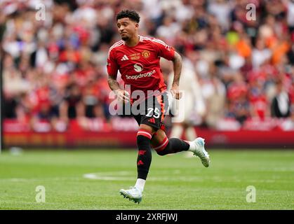 Jadon Sancho del Manchester United durante la partita di fa Community Shield allo stadio Wembley di Londra. Data foto: Sabato 10 agosto 2024. Foto Stock