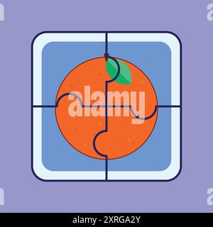 Puzzle quattro pezzi vettoriali. Puzzle Puzzle Fruit Vector. icona puzzle giocattolo Illustrazione Vettoriale