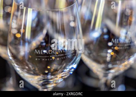 immagine dettagliata di un gruppo di bicchieri da vino presso l'azienda vinicola di lark di prato Foto Stock
