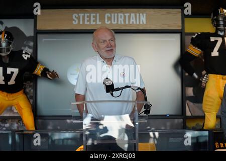 Pittsburgh, Pennsylvania, Stati Uniti. 9 agosto 2024. 9 agosto 2024: Jack Ham durante i Pittsburgh Steelers vs Houston Texas all'Acrisure Stadium di Pittsburgh, Pennsylvania. Brook Ward/AMG (immagine di credito: © AMG/AMG via ZUMA Press Wire) SOLO PER USO EDITORIALE! Non per USO commerciale! Foto Stock