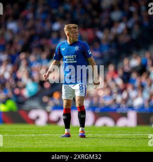 Hampden Park, Glasgow, Regno Unito. 10 agosto 2024. Scottish Premiership Football, Rangers contro Motherwell; Connor Barron of Rangers Credit: Action Plus Sports/Alamy Live News Foto Stock