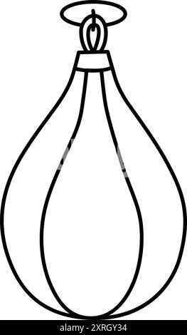 Schizzo disegnato a mano di un sacchetto di punzonatura. Attrezzature sportive per pugilato. Semplice icona di equipaggiamento per arti marziali miste Illustrazione Vettoriale