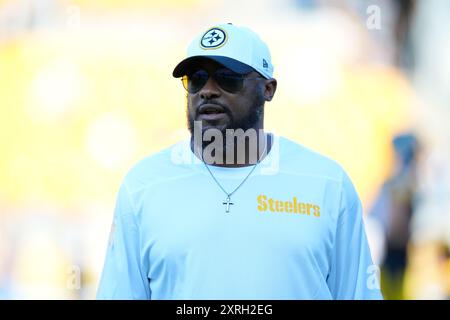 Pittsburgh, Pennsylvania, Stati Uniti. 9 agosto 2024. 9 agosto 2024: Mike Tomlin durante i Pittsburgh Steelers contro Houston Texas all'Acrisure Stadium di Pittsburgh, Pennsylvania. Brook Ward/AMG (immagine di credito: © AMG/AMG via ZUMA Press Wire) SOLO PER USO EDITORIALE! Non per USO commerciale! Foto Stock