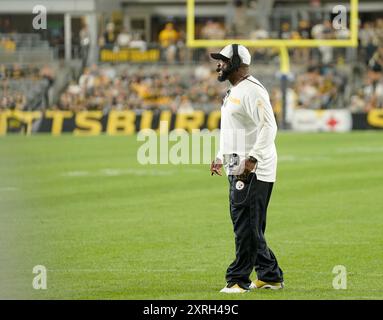 Pittsburgh, Pennsylvania, Stati Uniti. 9 agosto 2024. 9 agosto 2024: Mike Tomlin durante i Pittsburgh Steelers contro Houston Texas all'Acrisure Stadium di Pittsburgh, Pennsylvania. Brook Ward/AMG (immagine di credito: © AMG/AMG via ZUMA Press Wire) SOLO PER USO EDITORIALE! Non per USO commerciale! Foto Stock