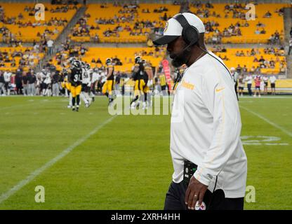 Pittsburgh, Pennsylvania, Stati Uniti. 9 agosto 2024. 9 agosto 2024: Mike Tomlin durante i Pittsburgh Steelers contro Houston Texas all'Acrisure Stadium di Pittsburgh, Pennsylvania. Brook Ward/AMG (immagine di credito: © AMG/AMG via ZUMA Press Wire) SOLO PER USO EDITORIALE! Non per USO commerciale! Foto Stock