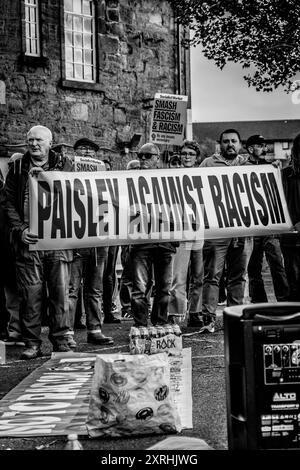 Paisley Watermill Anti Racism Rally 9 agosto 2024 Foto Stock