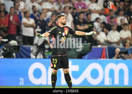 Unai Simón (Athletic Club) in azione durante la semifinale di UEFA 2024 EURO tra Spagna e Francia, Stadio Monaco Allianz, 9 luglio 2024 con: Unai Simón (Athletic Club) dove: Monaco, Germania quando: 09 luglio 2024 credito: Anthony Stanley/WENN Foto Stock