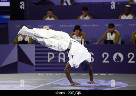 Parigi, Francia. 10 agosto 2024. DANY DANN (fra) Breaking: Battaglia della medaglia d'oro dei B-Boys durante i Giochi Olimpici di Parigi 2024 a la Concorde a Parigi, Francia . Crediti: Koji Aoki/AFLO SPORT/Alamy Live News Foto Stock