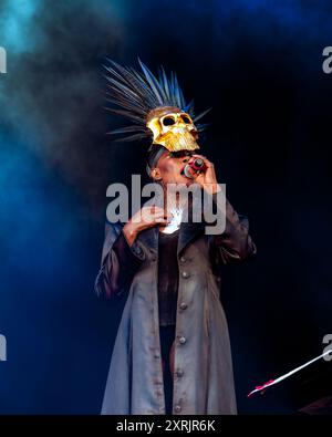 Grace Jones si esibisce al Lands End Stage durante l'Outside Lands 2024 Music and Arts Festival tenutosi al Golden Gate Bridge Park di San Francisco, CALIFORNIA, il 10 agosto 2024. (Foto di Alive Coverage/Sipa USA) credito: SIPA USA/Alamy Live News Foto Stock