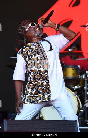 Londra, Regno Unito. 10 agosto 2024. LONDRA, INGHILTERRA - 10 AGOSTO: David Hinds di "Steel Pulse" che si esibisce al South Facing Festival, Crystal Palace Bowl il 10 agosto 2024 a Crystal Palace, Inghilterra. CAP/Mar © Mar/Capital Pictures credito: Capital Pictures/Alamy Live News Foto Stock