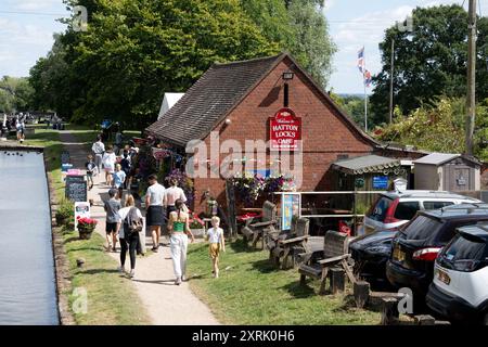 Hatton Locks Cafe, Grand Union Canal, Warwickshire, Inghilterra, Regno Unito Foto Stock