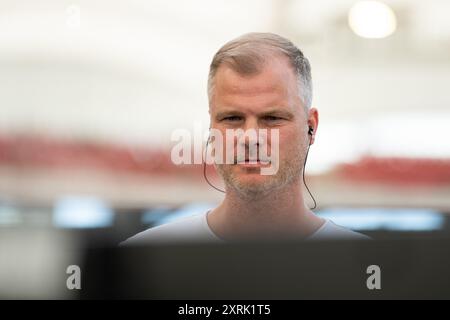 Fabian Wohlgemuth (VfB Stuttgart, Sportdirektor) VfB Stuttgart vs. Athletic Bilbao, Fussball, Herren, Testspiel, Freundschaftsspiel, Saison 24/25, GER, 10.08.2024, LE NORMATIVE DFL/DFB VIETANO QUALSIASI USO DI FOTOGRAFIE COME SEQUENZE DI IMMAGINI E/O QUASI-VIDEO, foto: Eibner-Pressefoto/Wolfgang Frank Foto Stock