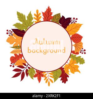 Cornice di design autunnale dalle foglie autunnali Illustrazione Vettoriale