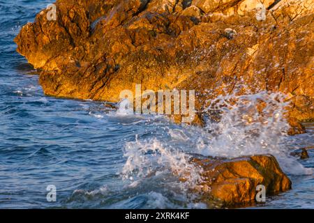 Pubblicità in legno per cibo mediterraneo Croazia Foto Stock