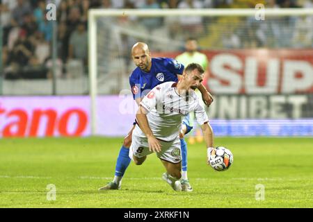 DARIO CANADIJA DURANTE GLORIA BUZAU - FC RAPID 1923 BUCURESTI, SUPERLIGA SUPERBET (10.08.2024), CRISTIAN STAVRI Foto Stock